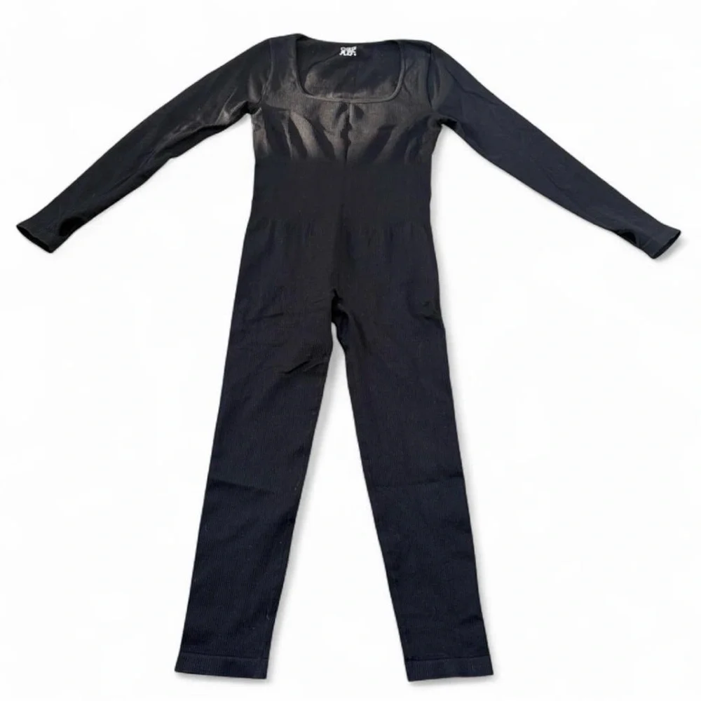 Black Long-Sleeve Scoop Neck Jumpsuit